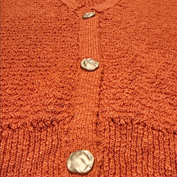 Orange Knit Button-Up Sweater Vest - Picture 2 of 9